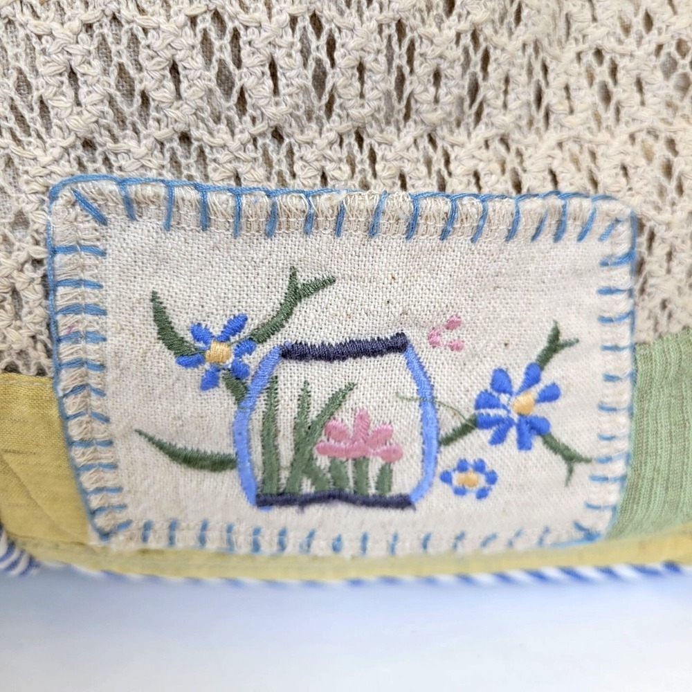 Handmade‎ Grannycore Patchwork Shoulder Bag Embroidered Floral Pockets Buttons - Picture 7 of 16